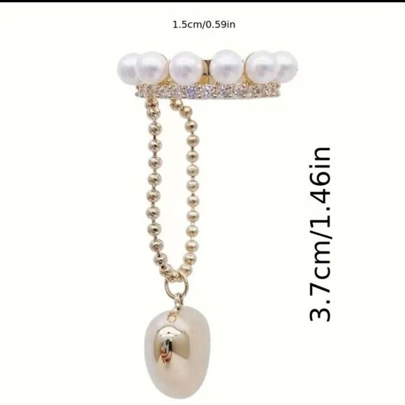 Elegant Love Heart & Synthetic Pearl Ear Cuff ( 1 PC ) - Picture 4 of 6